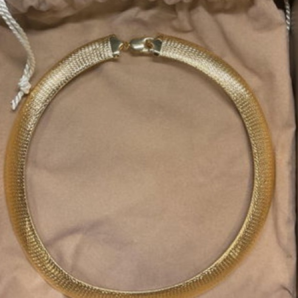 🛑 sold Vintage Milor Italy GOLD BRONZE Omega Chain Choker Necklace • Signed